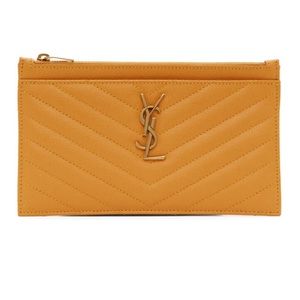 ysl saint laurent monogram matelasse bill pouch wallet in yellow